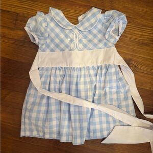 NWT TBBC CINDY LOU SASH DRESS IN BLUE GINGHAM mono H